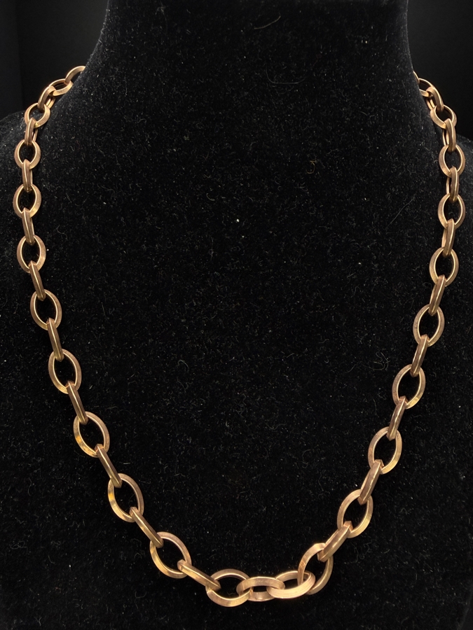 14k Gold Italian Chunky 18' Link Chain Necklace 12.6g [$1,132 Gold Melt Value] [Photo 3]