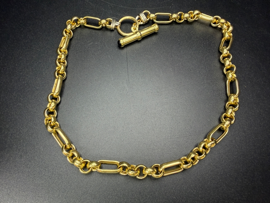14k Gold Chunky 17' Link Chain Necklace 29.3g [$2,632 Gold Melt Value] [Photo 2]