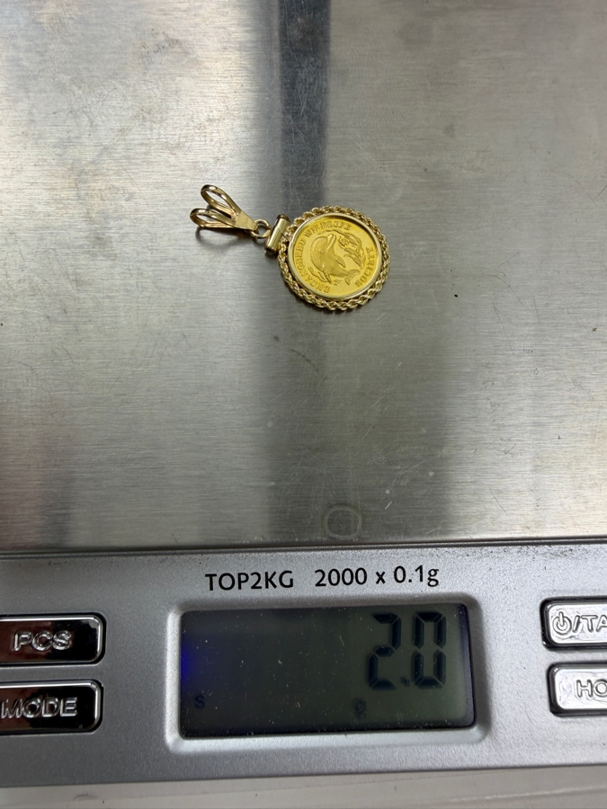 1994 Endangered Wildlife Society 24k Gold 1g Coin Pendant Housed In A 14k Gold Bezel 2.0g [$244 Gold Melt Value] [Photo 6]