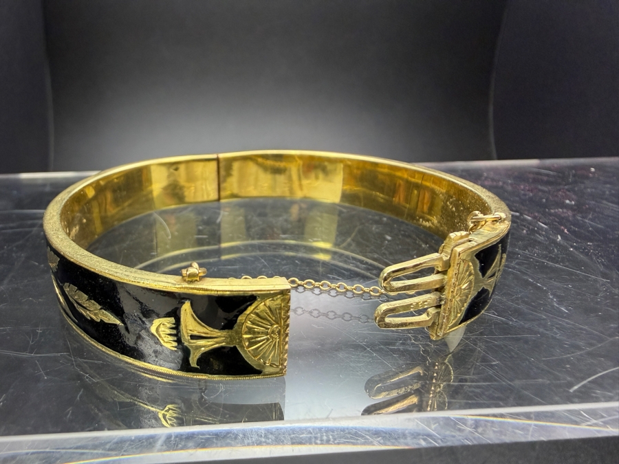 14k Gold Enamel Bangle 2.5'W 26.8g [$2,407 Gold Melt Value] [Photo 7]