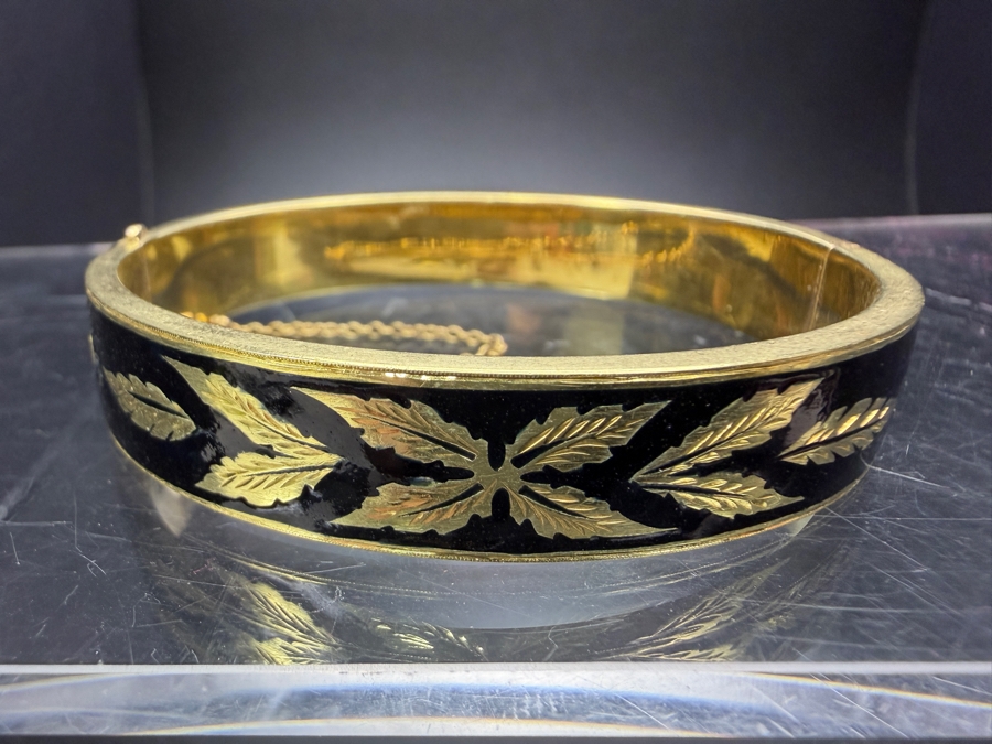 14k Gold Enamel Bangle 2.5'W 26.8g [$2,407 Gold Melt Value] [Photo 2]