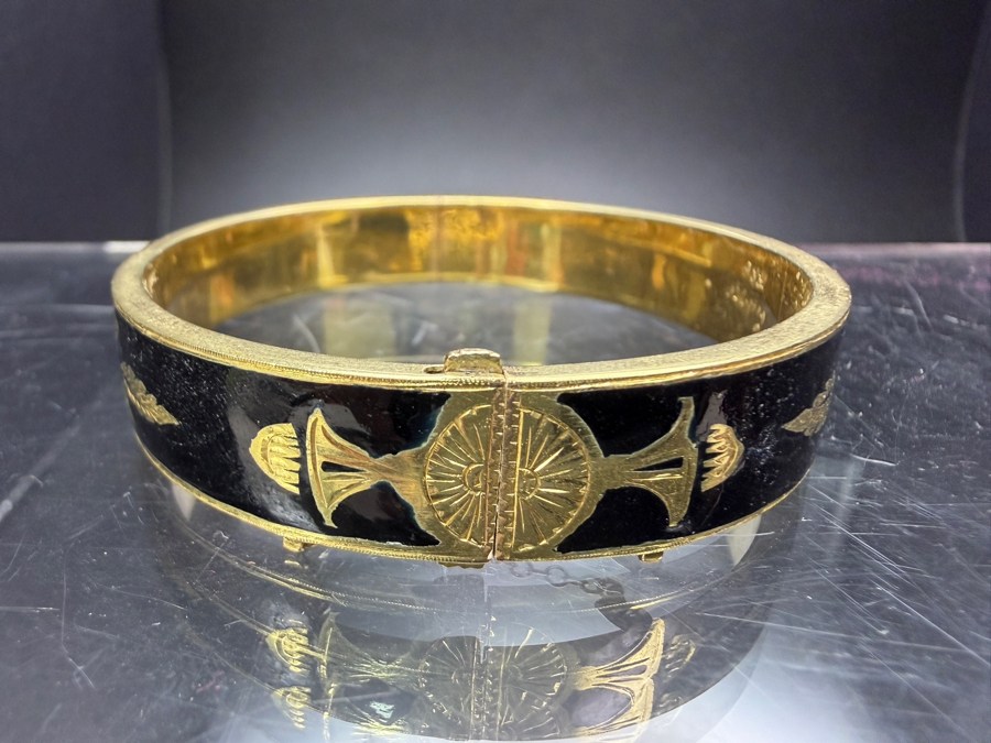 14k Gold Enamel Bangle 2.5'W 26.8g [$2,407 Gold Melt Value] [Photo 5]