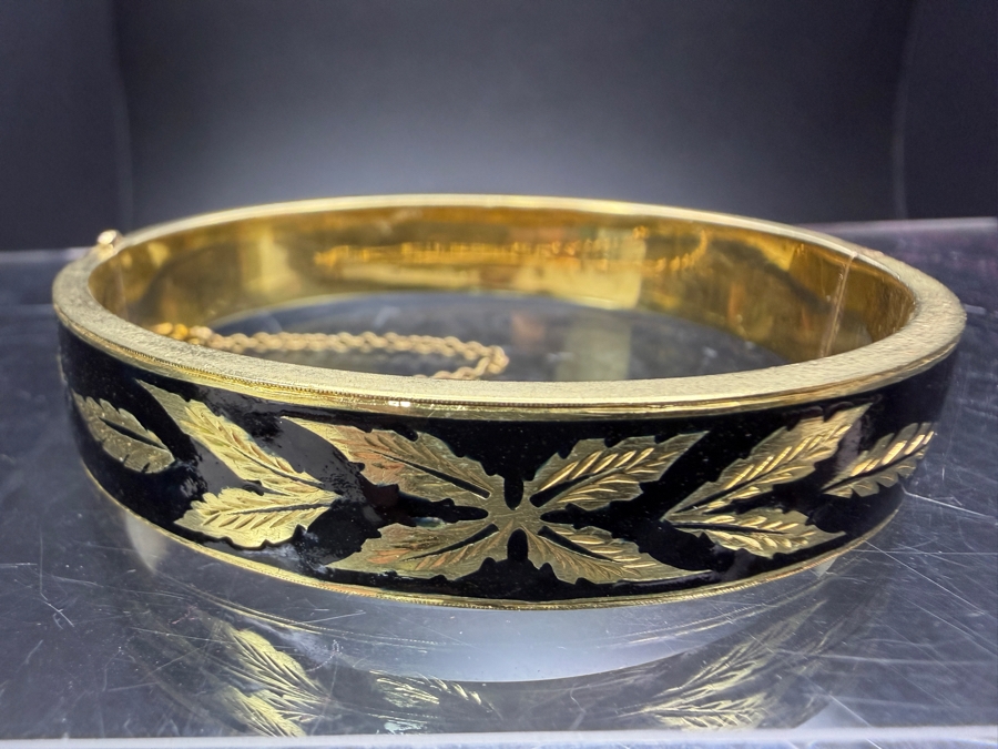 14k Gold Enamel Bangle 2.5'W 26.8g [$2,407 Gold Melt Value] [Photo 3]