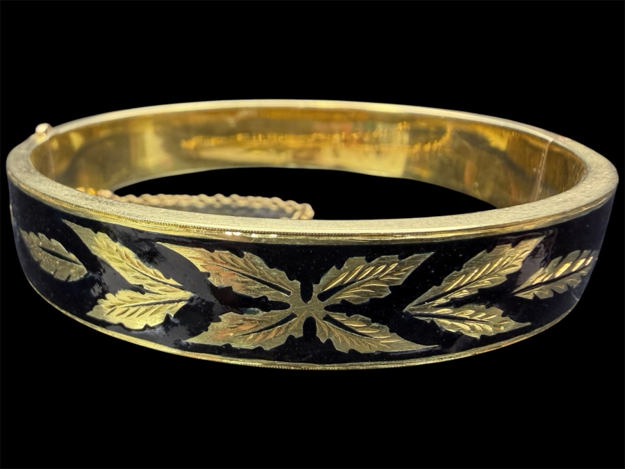 14k Gold Enamel Bangle 2.5'W 26.8g [$2,407 Gold Melt Value]