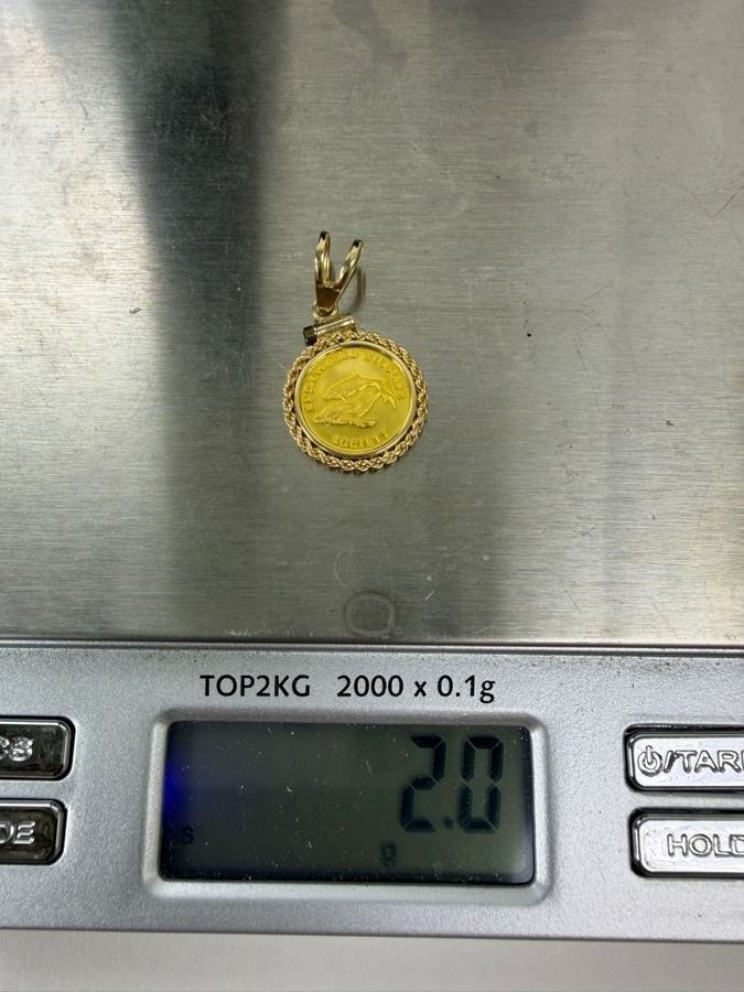 1994 Endangered Wildlife Society 24k Gold 1g Coin Pendant Housed In A 14k Gold Bezel 2.0g [$244 Gold Melt Value] [Photo 5]