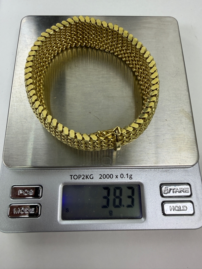14k Gold Italian Wide Woven Mesh Bracelet 38.3g [$3,441 Gold Melt Value] [Photo 11]