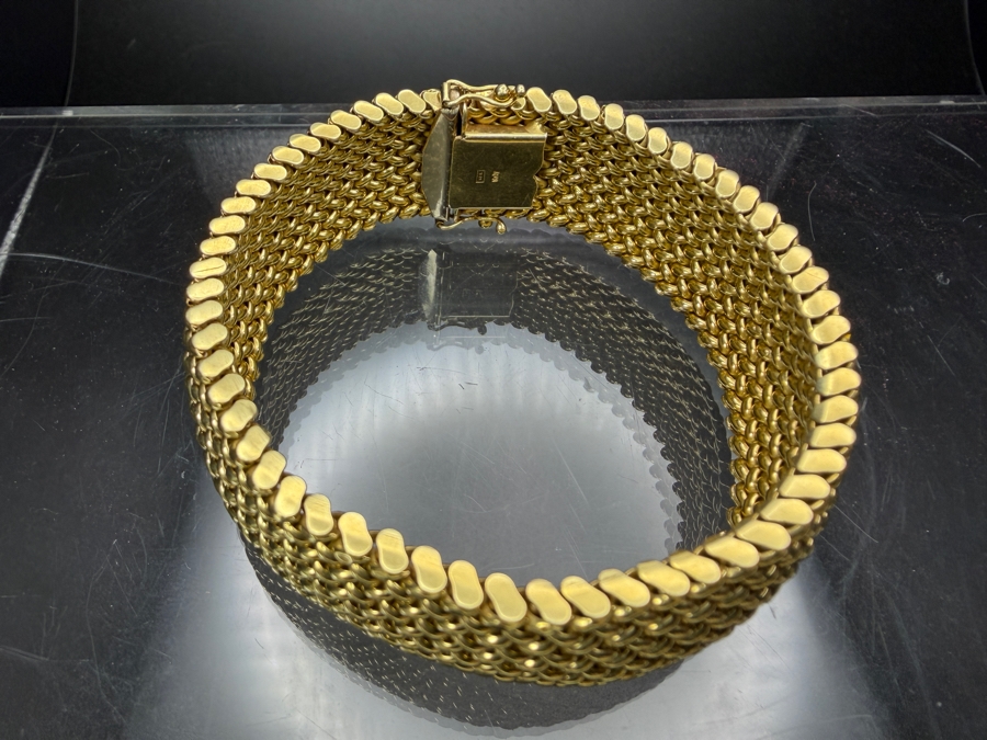 14k Gold Italian Wide Woven Mesh Bracelet 38.3g [$3,441 Gold Melt Value] [Photo 6]