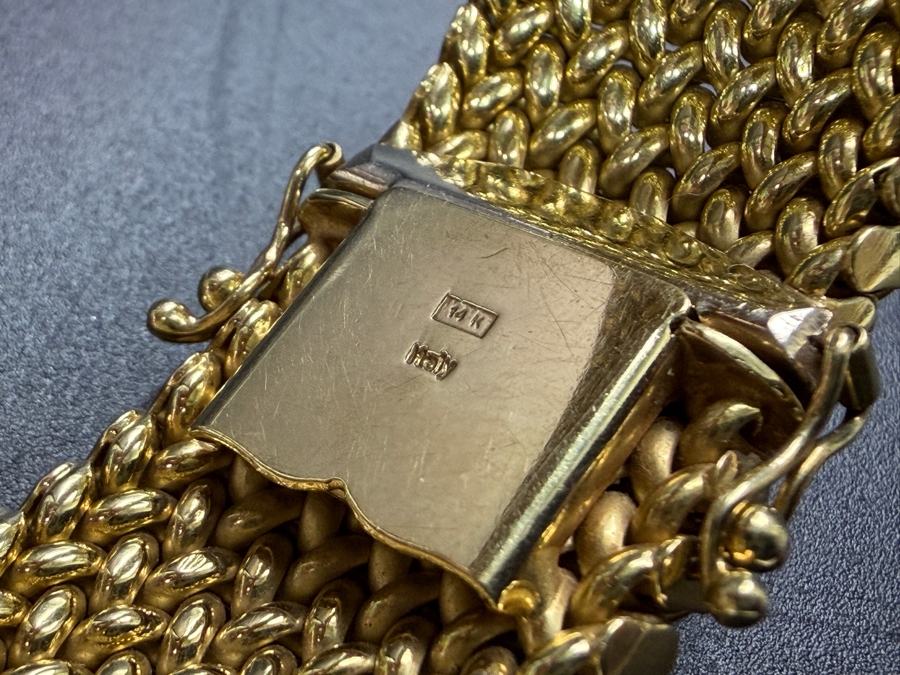 14k Gold Italian Wide Woven Mesh Bracelet 38.3g [$3,441 Gold Melt Value] [Photo 9]