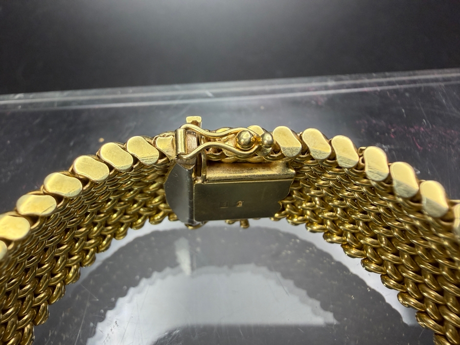 14k Gold Italian Wide Woven Mesh Bracelet 38.3g [$3,441 Gold Melt Value] [Photo 7]