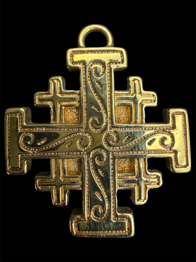 14k Gold Jerusalem Cross Pendant 3.3g [$296 Gold Melt Value]