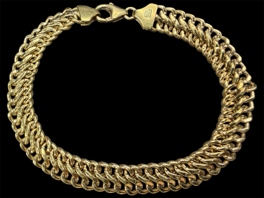 14k Gold Italian Double Curb Link 7' Bracelet 5.7g [$512 Gold Melt Value]