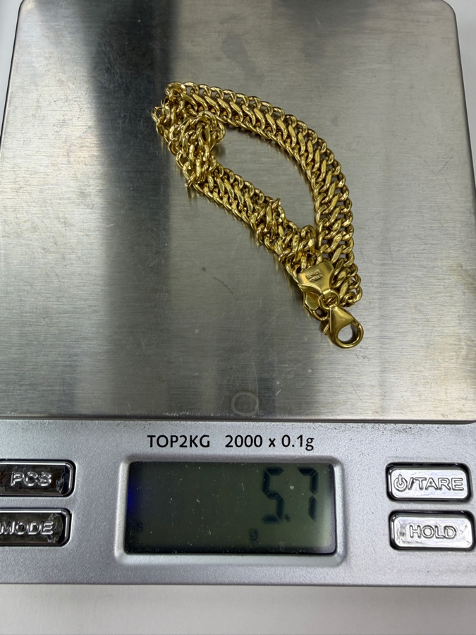 14k Gold Italian Double Curb Link 7' Bracelet 5.7g [$512 Gold Melt Value] [Photo 8]