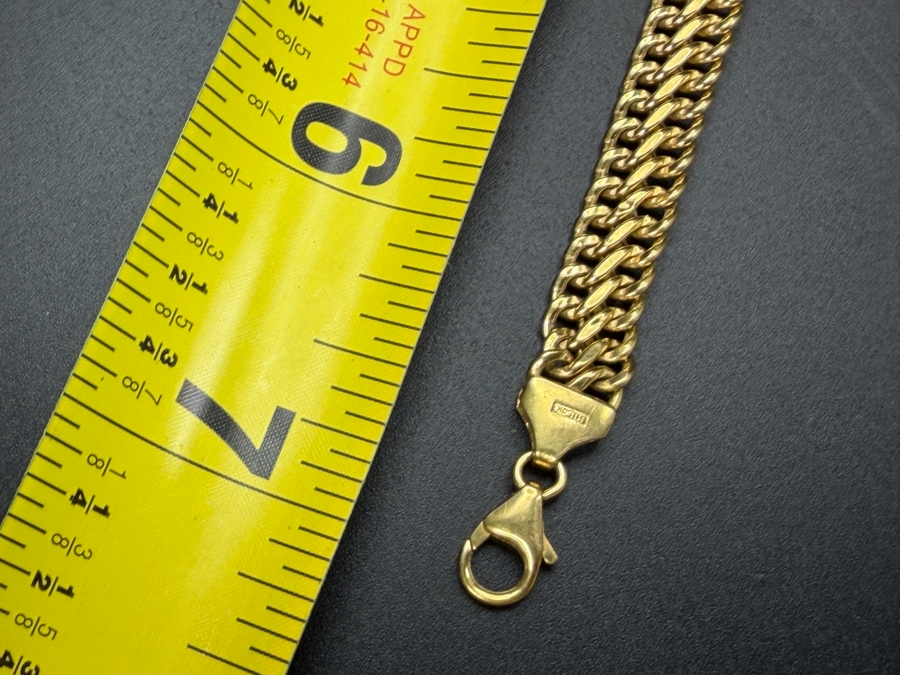 14k Gold Italian Double Curb Link 7' Bracelet 5.7g [$512 Gold Melt Value] [Photo 7]