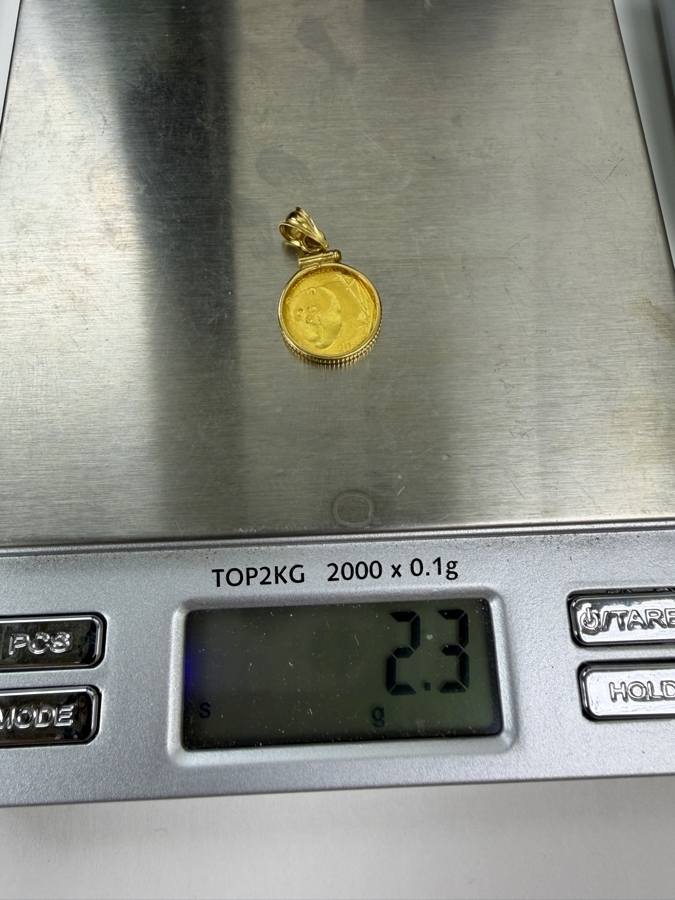 20 Yuan Chinese Panda 1/20oz 24k Gold Coin Mounted In A Decorative 14k Gold Bezel Pendant 2.3g [$306 Gold Melt Value] [Photo 6]
