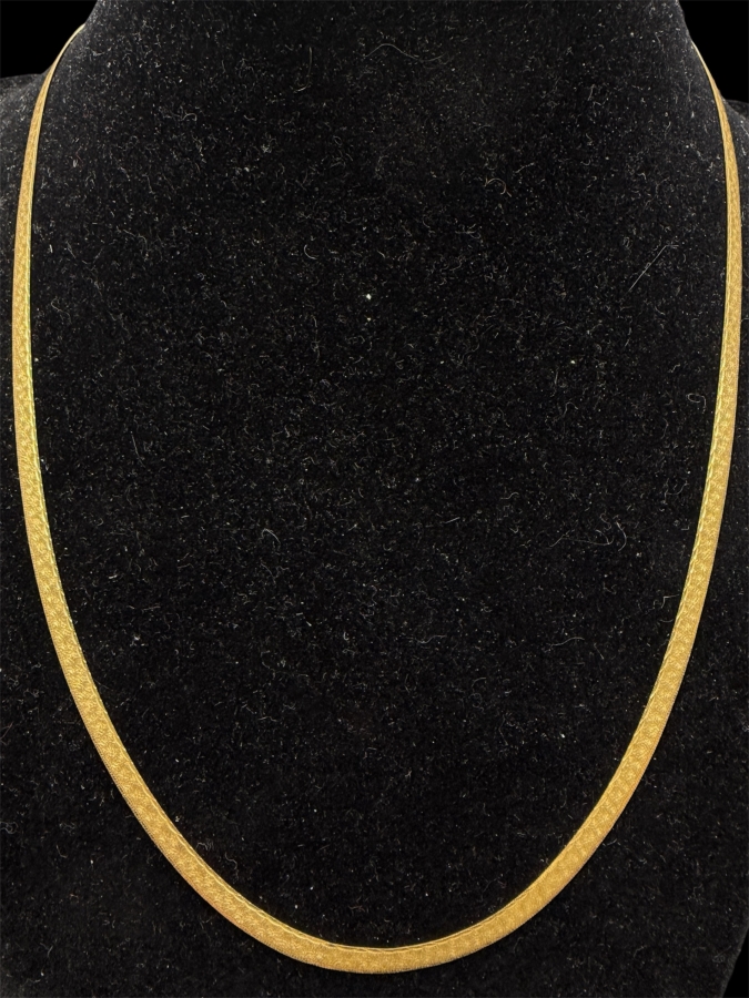 14k Gold Italian 18' Herringbone Chain Necklace 5.0g [$449 Gold Melt Value]