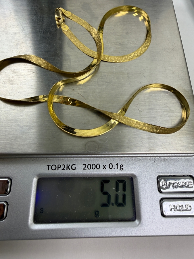 14k Gold Italian 18' Herringbone Chain Necklace 5.0g [$449 Gold Melt Value] [Photo 7]