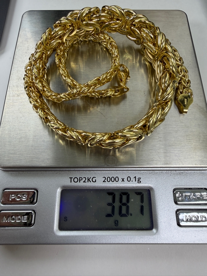 18k Gold Italian Byzantine 20' Chain Necklace 38.7g [$4,470 Gold Melt Value] [Photo 7]