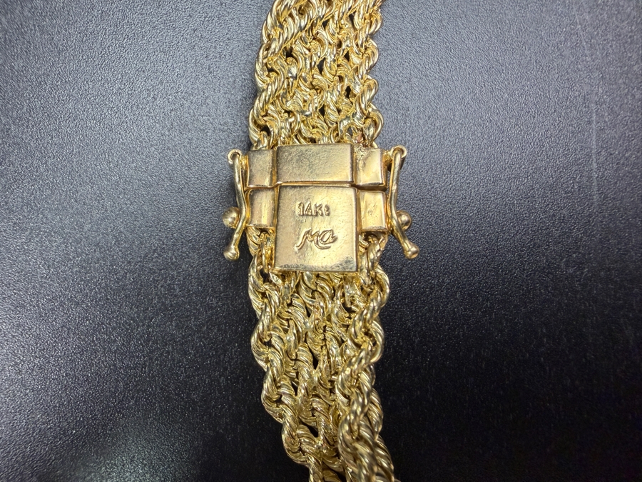 Stunning 14k Gold Signed Multi-Row 18' Rope Chain Necklace 17.6g [$1,581 Gold Melt Value] [Photo 3]