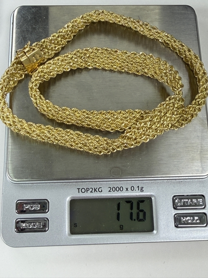 Stunning 14k Gold Signed Multi-Row 18' Rope Chain Necklace 17.6g [$1,581 Gold Melt Value] [Photo 6]