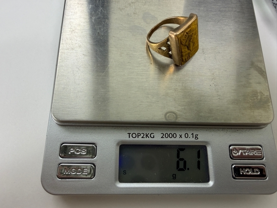 14k Gold Carved Tiger's Eye Ring Size 8.75 6.1g [Photo 6]