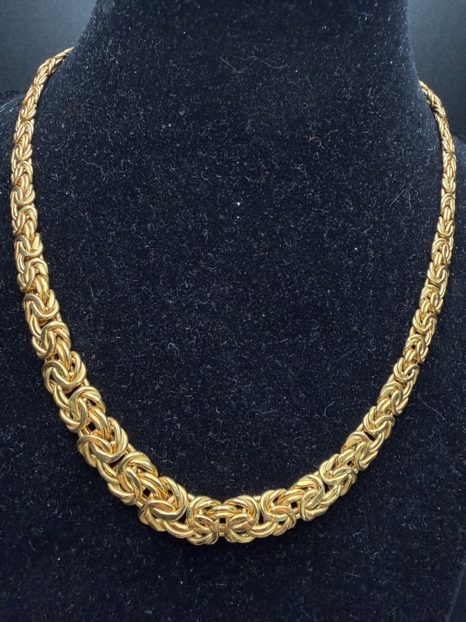 14k Gold Graduated Byzantine 17' Necklace And 7' Bracelet Set 25.1g [$2,255 Gold Melt Value] [Photo 2]