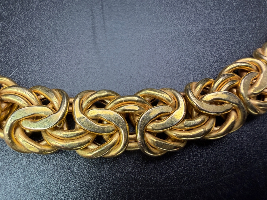14k Gold Graduated Byzantine 17' Necklace And 7' Bracelet Set 25.1g [$2,255 Gold Melt Value] [Photo 3]
