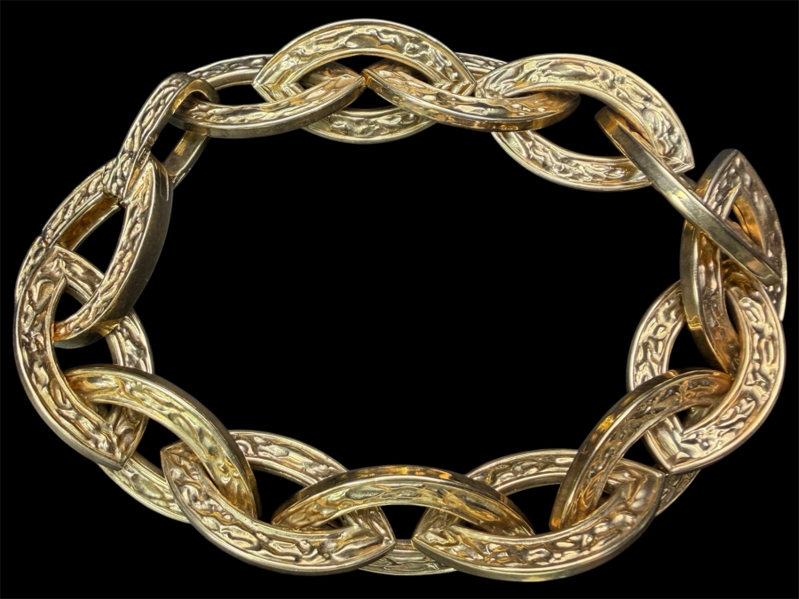 14k Gold Signed Italian Chunky Link Bracelet 8.5'L 20.8g [$1,869 Gold Melt Value]