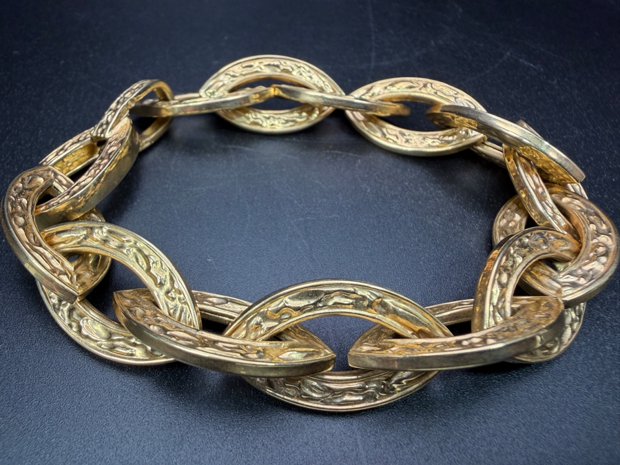 14k Gold Signed Italian Chunky Link Bracelet 8.5'L 20.8g [$1,869 Gold Melt Value] [Photo 2]