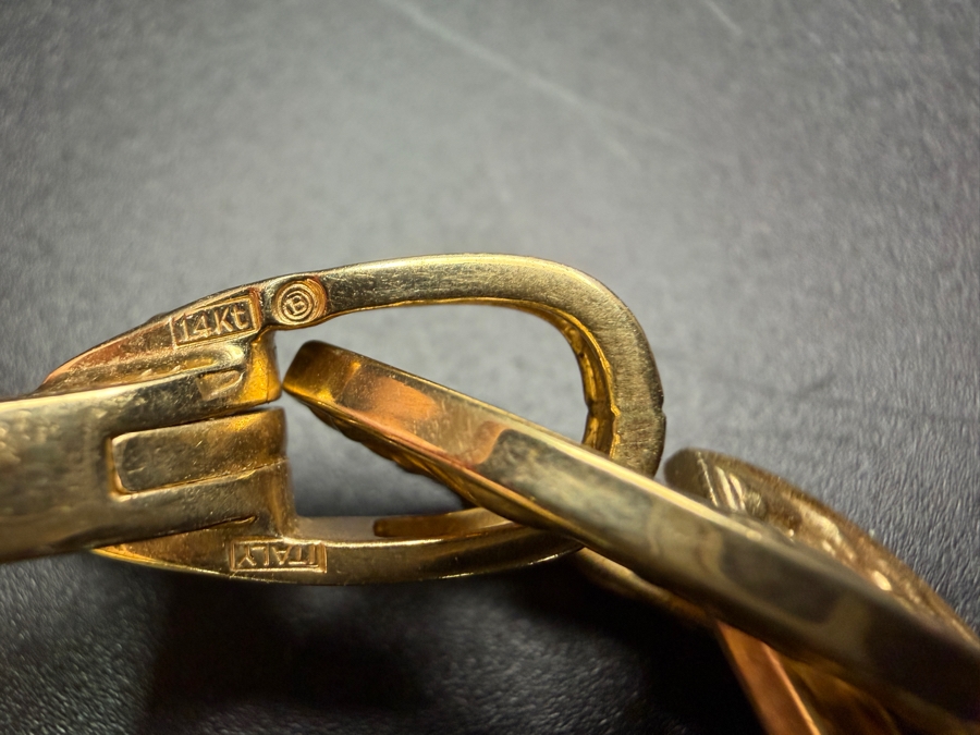 14k Gold Signed Italian Chunky Link Bracelet 8.5'L 20.8g [$1,869 Gold Melt Value] [Photo 4]