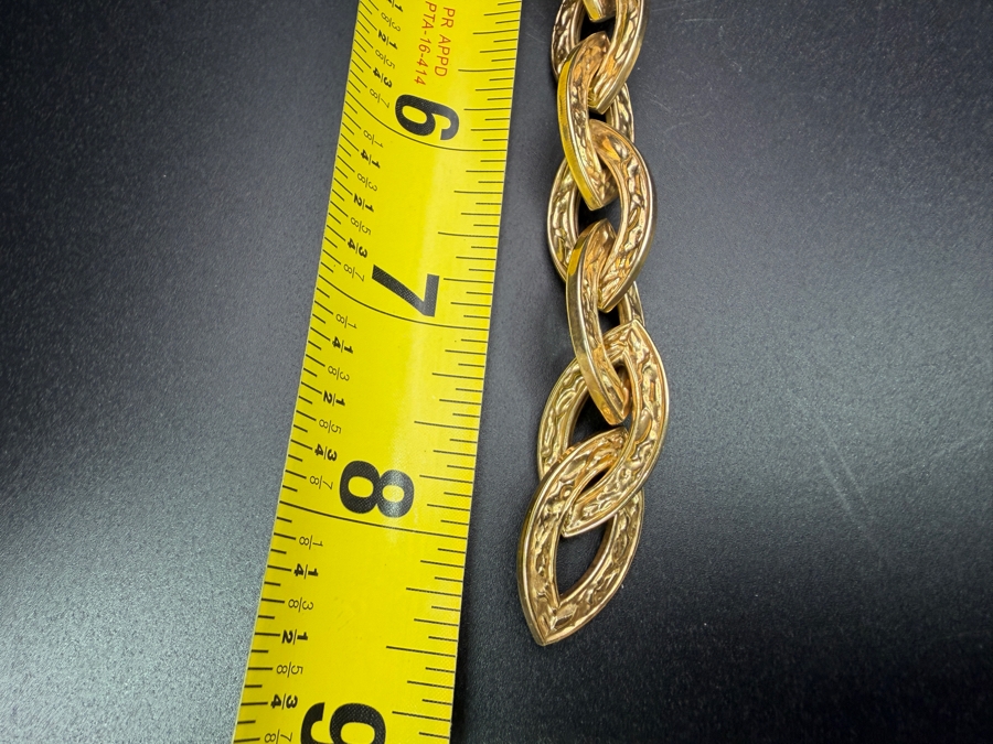 14k Gold Signed Italian Chunky Link Bracelet 8.5'L 20.8g [$1,869 Gold Melt Value] [Photo 6]