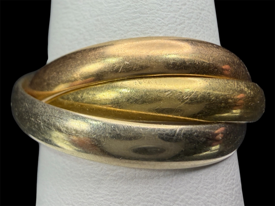 18k Gold Cartier Style Trinity Ring Signed CB (See Photos For Hallmarks) Size 8 5.9g [$681 Gold Melt Value]