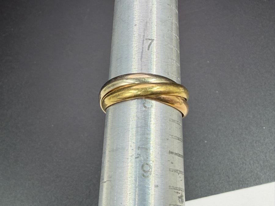 18k Gold Cartier Style Trinity Ring Signed CB (See Photos For Hallmarks) Size 8 5.9g [$681 Gold Melt Value] [Photo 6]