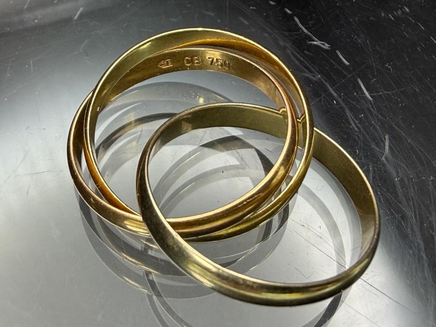 18k Gold Cartier Style Trinity Ring Signed CB (See Photos For Hallmarks) Size 8 5.9g [$681 Gold Melt Value] [Photo 4]