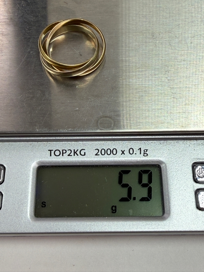 18k Gold Cartier Style Trinity Ring Signed CB (See Photos For Hallmarks) Size 8 5.9g [$681 Gold Melt Value] [Photo 7]
