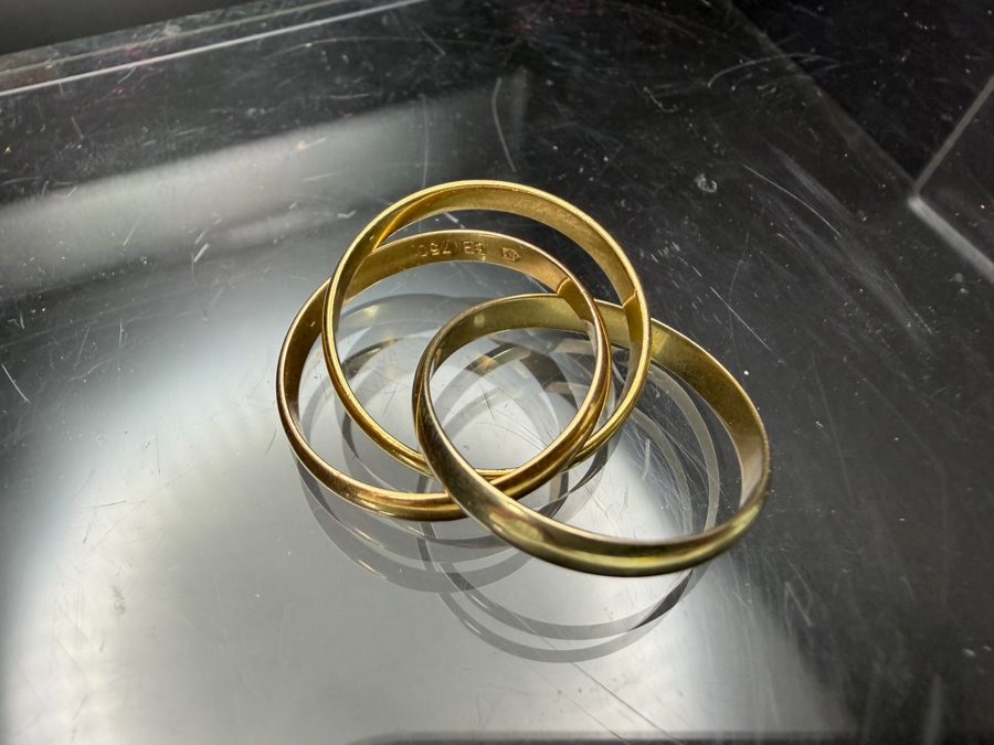 18k Gold Cartier Style Trinity Ring Signed CB (See Photos For Hallmarks) Size 8 5.9g [$681 Gold Melt Value] [Photo 3]