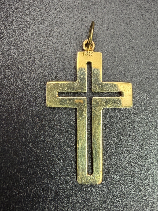 14k Gold Cross Pendant 1.6g [$144 Gold Melt Value] [Photo 3]