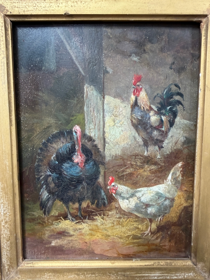 Original Oil Painting On Board Artist Unknown (Unsigned) 6' X 8.5' Framed In A Gilt Antique Frame 14.5' X 17' (RSF) [Photo 3]