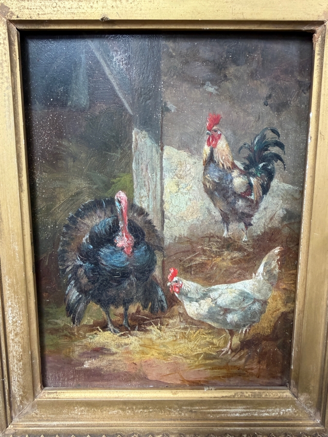 Original Oil Painting On Board Artist Unknown (Unsigned) 6' X 8.5' Framed In A Gilt Antique Frame 14.5' X 17' (RSF) [Photo 2]