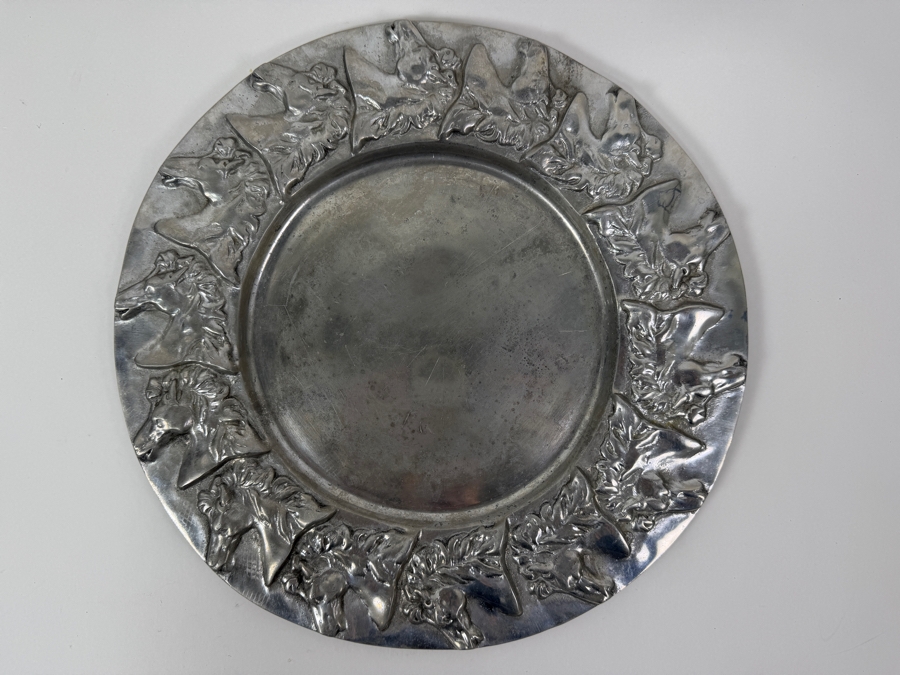 Pewter Tray With Horse Figures 13'W [Photo 2]