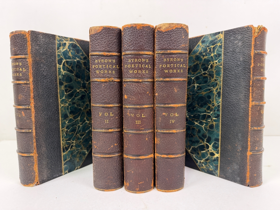 Antique 1877 First Edition Hardcover Book Set: The Poetical Works Of Lord Byron With A Memoir In Five Volumes Published By Hurd And Houghton (RSF) [Photo 2]