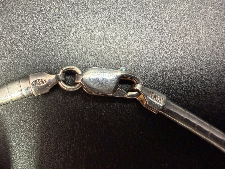 Sterling Silver Black Onyx Pendant With Sterling Silver Italian 16' Necklace 33.8g [Photo 5]