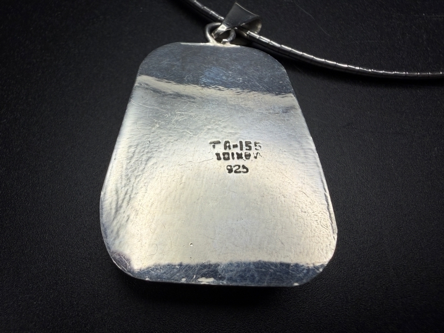 Sterling Silver Black Onyx Pendant With Sterling Silver Italian 16' Necklace 33.8g [Photo 6]