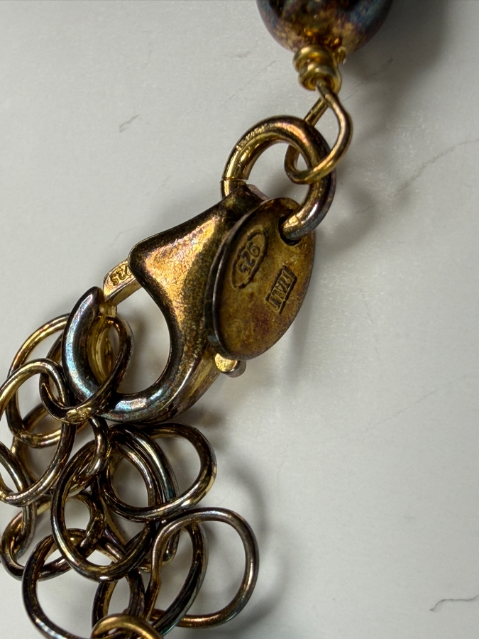 Italian Murano Glass Pendant 20' Necklace With Sterling Silver Clasps [Photo 5]