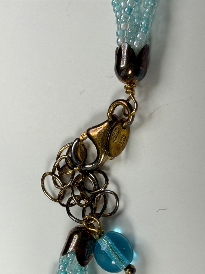 Italian Murano Glass Pendant 20' Necklace With Sterling Silver Clasps [Photo 6]