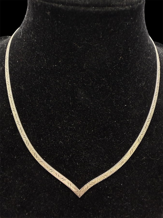 Sterling Silver Italian Herringbone 16' Necklace 7.3g