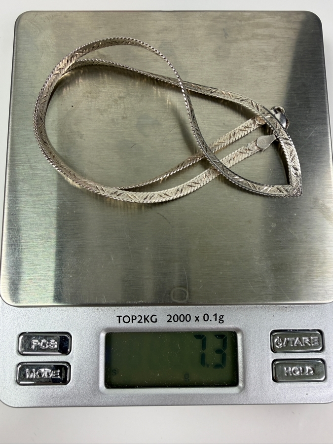 Sterling Silver Italian Herringbone 16' Necklace 7.3g [Photo 7]