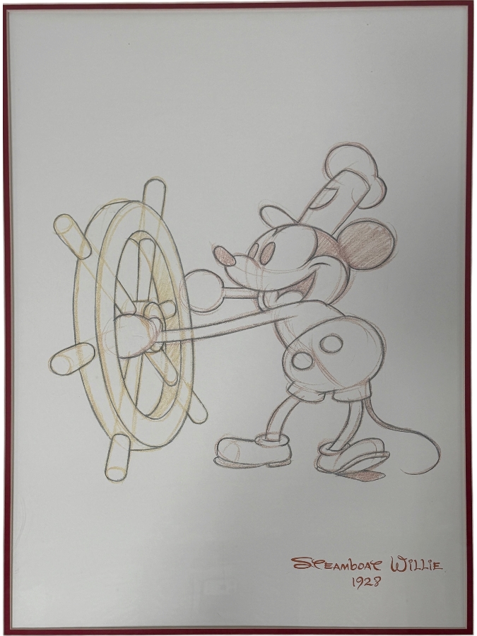 Steamboat Willie Mickey Mouse Print Framed 27 X 34 [Photo 2]