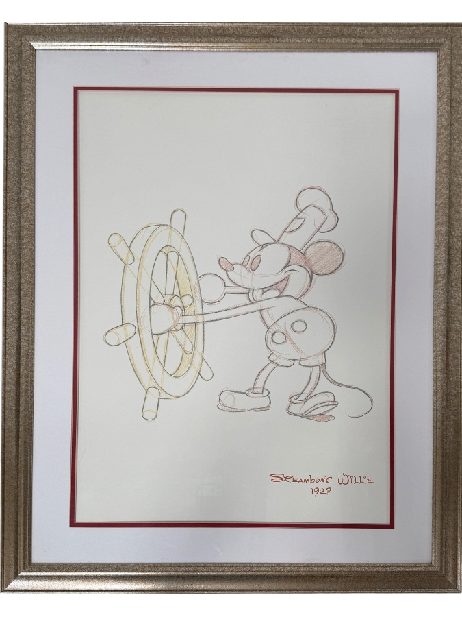 Steamboat Willie Mickey Mouse Print Framed 27 X 34