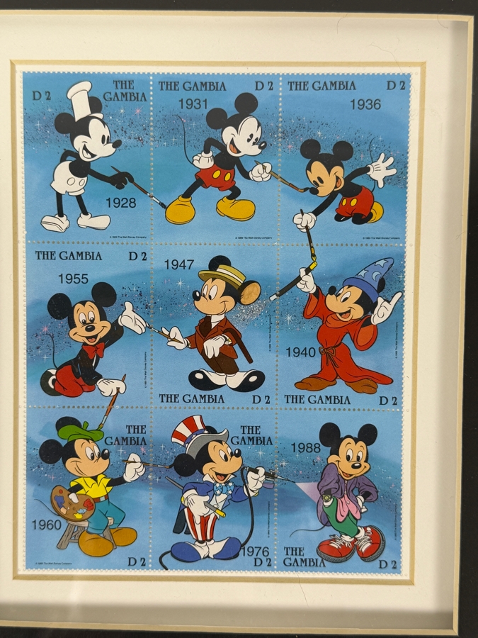 Framed 'Mickey's Progression' Limited Edition Mint Stamps With Medallion 13 X 15 [Photo 3]