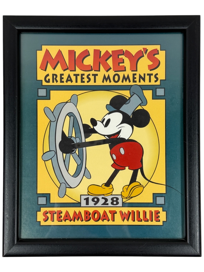 Framed Disney Mickey's Greatest Moments 1928 Steamboat Willie Print 9 X 11